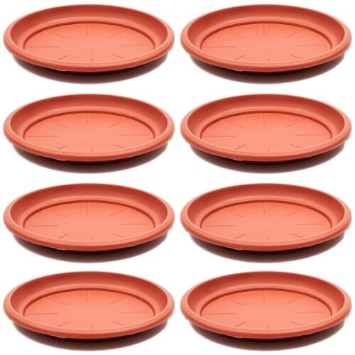 8 Pack Round Plastic Plant Saucer Drip Trays, Terracotta Planter Base (12 Inch)