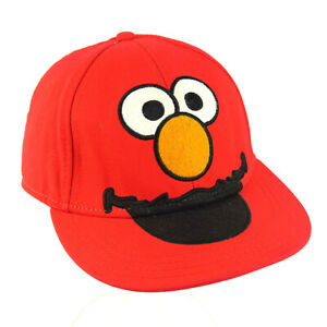 Sesame Street Elmo Embroidered Face Hat Cap Fitted Cap S Small Red Wool Blend