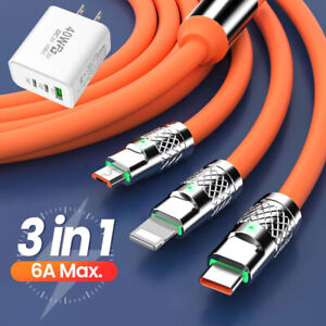 3 in 1 Fast USB Charging Cable Universal Multi Function Cell Phone Charger Cord
