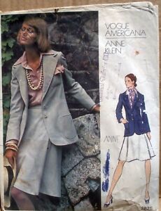 Vogue Americana Sewing Pattern Jacket Skirt Shirt Scarf Anne Klein Sz 12