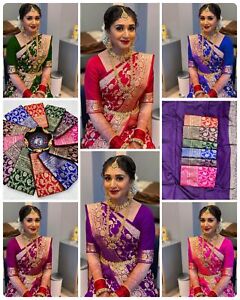 Wedding Party Wear Bollywood Ethnic New Fancy Sari Blouse Saree Indian Pakistani