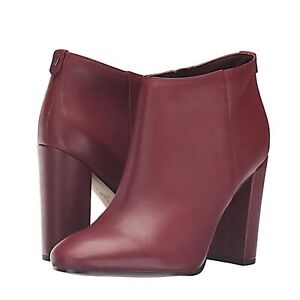 Sam Edelman Campbell Soft Leather Block Heel Ankle Bootie in Burnt Mahogany Sz 6