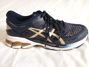 ASICS Gel Kayano 26 Women's Running Shoes, Sneakers, Blue with Gold, Size 9 Wide