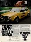 1981 Vintage Print Ad Volkswagen VW Rabbit The Best Mileage Chicken in America