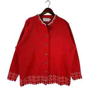 Vintage Jersild Norwegian Knit Sweater Red Womens Size 46 / 2XL Acrylic