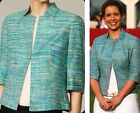 AKRIS for Bergdorf Goodman Womens Size 4 Tweed Silk Jacket Blazer Teal Turquoise