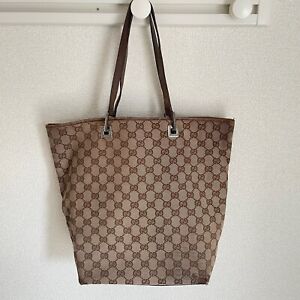 Authentic GUCCI GG Canvas Shoulder Tote Bag  Brown From Japan 0038
