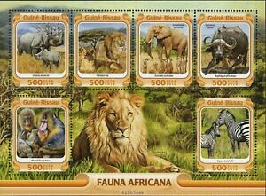 New ListingAfrican Fauna Stamp Diceros Bicornis Panthera Leo S/S MNH #8446-8451