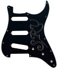 Custom For US Fender 11 Hole Strat SRV Logo Strat Guitar Pickguard,3 Ply Black