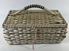 Vintage Wicker Sewing Basket Box 12