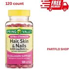 New Spring Valley Hair Skin & Nails Dietary Supplement Softgels 5000 Mcg 120 ct