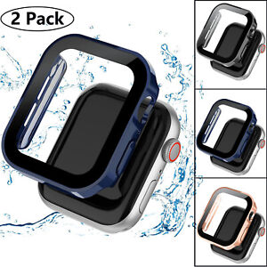 2 Pack Apple Watch Series 9 8 7 Screen Protector Waterproof Case 41/45mm Cover