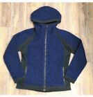 Kuhl Womens Stout Wool Blend Jacket Hooded Sweater Full Zip Sz Small Blue