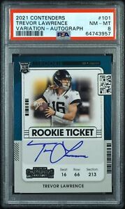 2021 Panini Contenders #101 Trevor Lawrence Variation Rookie Card RC Auto PSA 8