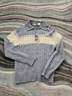 Vintage Kennington Sweater 70s Mens Medium Blue Cable Knit