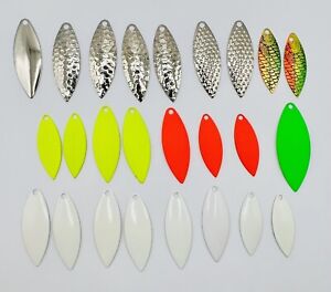 25 Pack Willow Leaf Spinner Blades - Various Colors & Sizes