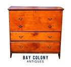 18TH C ANTIQUE NEW ENGLAND QUEEN ANNE PUMPKIN PINE BLANKET CHEST WITH 2 DRAWERS