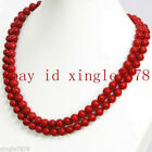 Natural 6/8/10/12mm South Sea Red Coral Round Gemstone Beads Necklace 36