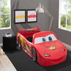 Lightning McQueen Toddler Twin Bed Frame Kids Boys Pixar Cars Built In Toy Box