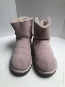 Ugg Light Pink Suede Bow Boots Women Size 9