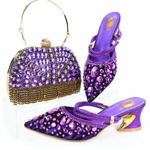 Shoes&Bag Luxury Rhinestones 2024 Design Italian Lady Matching Sandals Mid 5.5CM