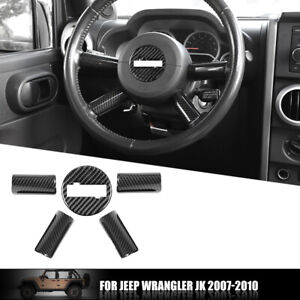 Interior Carbon fiber Steering wheel cover trim For jeep Wrangler JK JKU 2007-10