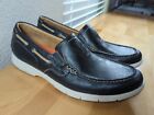 Clarks Men's 10.5 M Black Leather Deck Boat Shoes Slip On Loafers