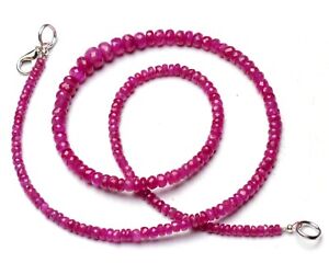 Natural Gem Mogok Ruby 3 to 7mm Size Faceted Rondelle Beads Necklace 19