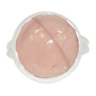 Natural Rose Quartz - Madagascar 925 Sterling Silver Ring Jewelry s.9 CR31326