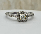 Tolkowsky 18ct White Gold Diamond Ring 18K Halo Engagement Ring 0.38ct Tot UK L