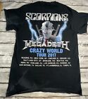 Scorpions Megadeth 2017 Crazy World Tour Black T Shirt Double Sided Fading Med