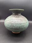 Art Pottery Handmade & Glazed Vase Signed Green Clay Textured