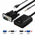 VGA To HDMI Converter 1080P HD Adapter With Audio Cable For HDTV PC Laptop TV US