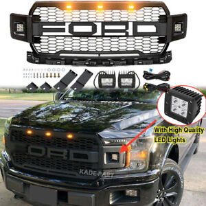 For 2018 2019 2020 Ford F150 Grill Raptor Style Front Bumper Grille Mesh w/LED (For: 2020 F-150 XLT)