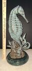 SPI Large SEAHORSE With Babies Ocean Sculpture Brass Marble Heavy