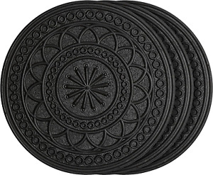 HF by LT Rubber Estate Garden Stepping Stone, 11-3/4 Inches, Black, Set of 3