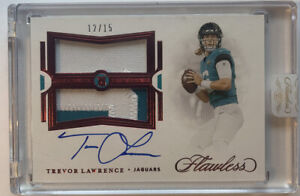 2021 Panini Flawless Trevor Lawrence Rookie Dual Patch Auto #12/15 Ruby RC