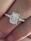 GIA Certified Natural Mined Emerald Cut Diamond Engagement Ring Baguettes D Plat