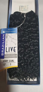 100% human hair weave;live brazilian keratin remi;jerry curl;sensationnel;#1
