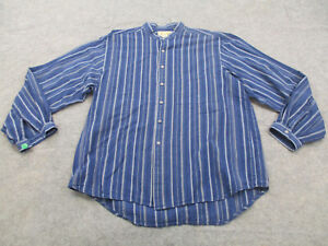 Scully Shirt Mens Large Blue Striped Band Button Up Adult Western Cowboy