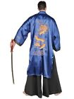 Samurai Japanese Warrior Master Martial Arts Asian Blue Kimono Men Costume OS