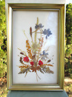 Vintage Reichlin Switzerland Handmade Pressed Dried Flowers Gold Metallic Frame