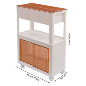 3-Tier Kitchen Island Cart Rolling Storage Cabinet Cart w/Drawer & Rack Shelves