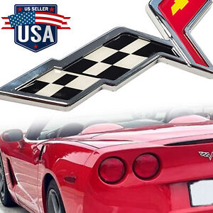 Front Hood / Rear Crossed Flags Emblem for C6 Corvette 2005-2013 3D Raised Badge