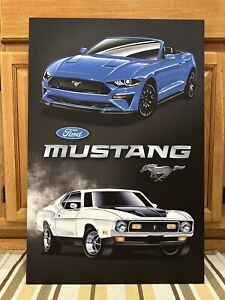 Ford Mustang Sign Canvas GT Garage Gas Oil Tools Wheels Vintage Style Wall Decor