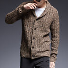 Men's Lapel Casual Long Sleeve Cardigan Knitwear Outwear Button Sweater Thicken