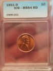 New Listing1951-D/S 1C OMM-001 FS-511 Lincoln Wheat Cent ICG MS64 RD