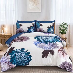 New ListingBlue Comforter Set Queen, 7 Piece Floral Comforter Set with Sheets Elegant Fl...
