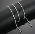 Round Box Chain Stainless Steel Necklace Silver Men Women 16
