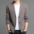 Men's Stripe Fashion Slim Knitted Cardigan Business Casual Lapel Vertical Coat
